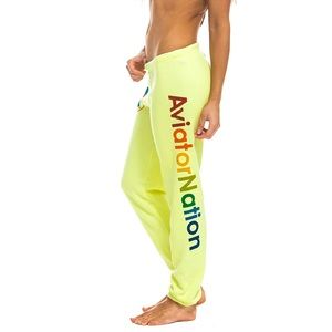 Aviator Nation neon yellow joggers